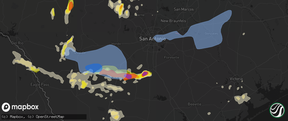 Hail map in Poteet, TX on May 26, 2026