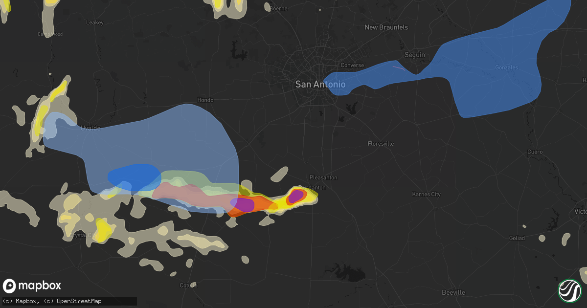 Hail map in Poteet, TX on May 26, 2026