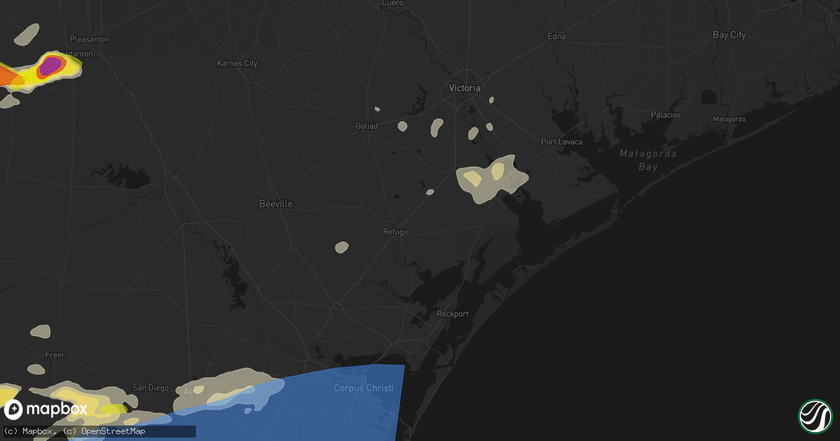 Hail map in Refugio, TX on May 26, 2026