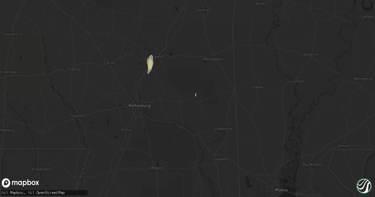 Hail map in Richton, MS on May 26, 2026
