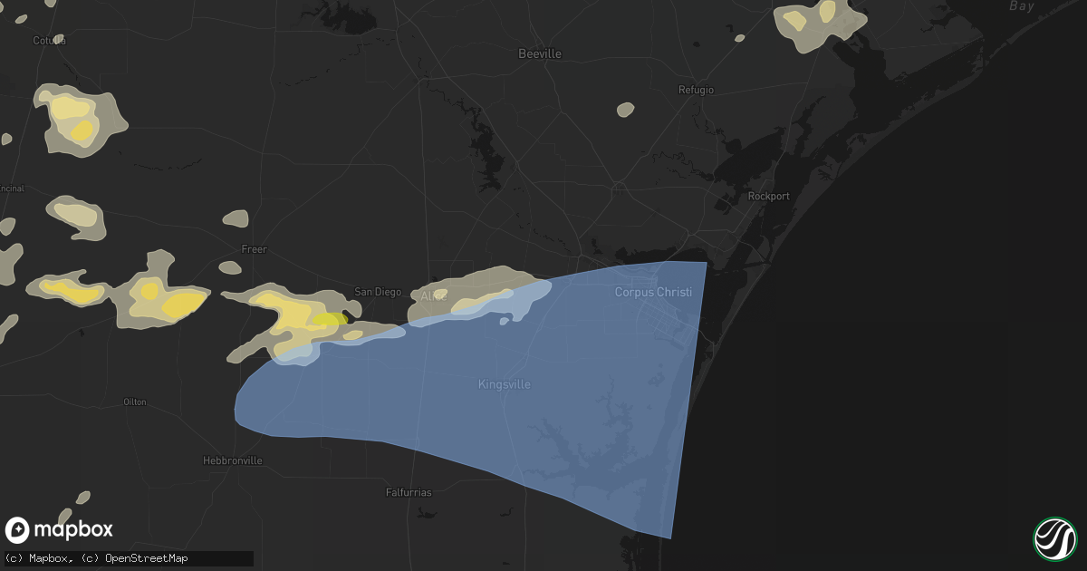 Hail map in Robstown, TX on May 26, 2026