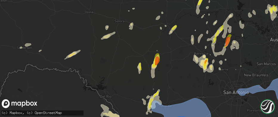 Hail map in Rocksprings, TX on May 26, 2026