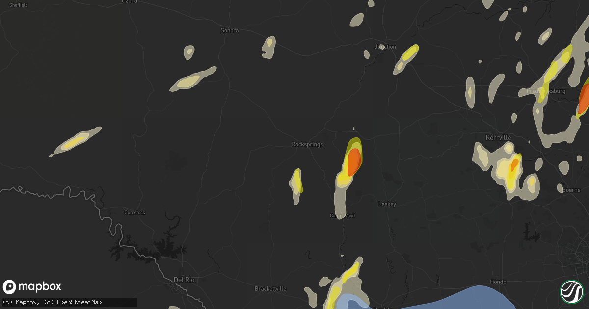 Hail map in Rocksprings, TX on May 26, 2026