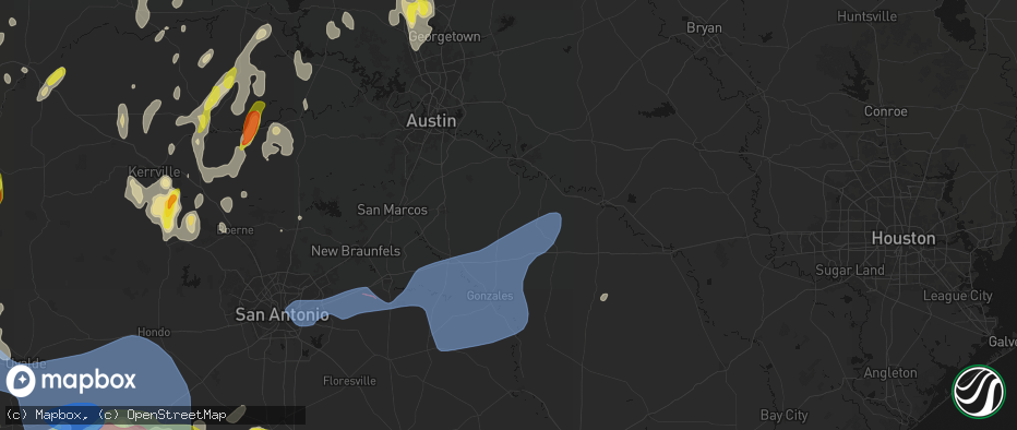 Hail map in Rosanky, TX on May 26, 2026