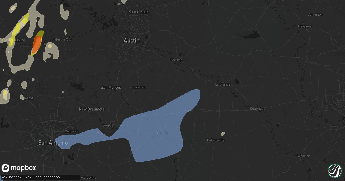 Hail map in Rosanky, TX on May 26, 2026
