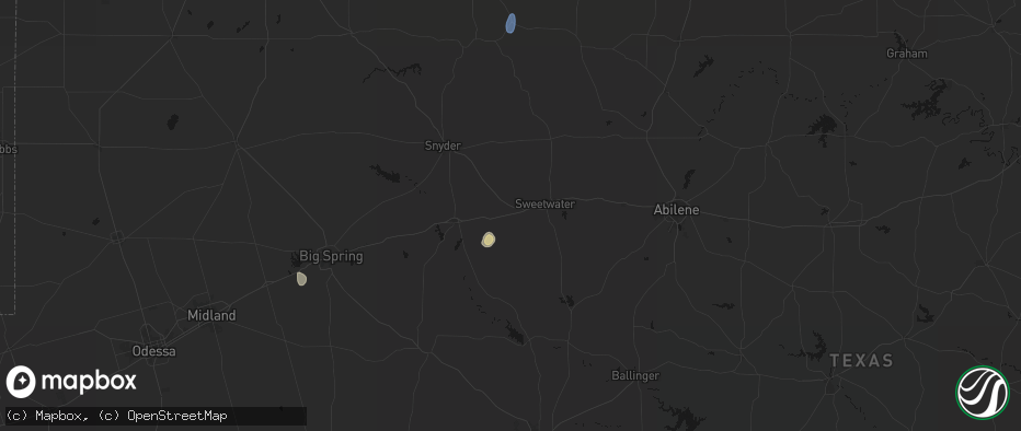 Hail map in Roscoe, TX on May 26, 2026