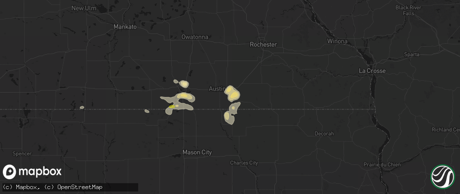 Hail map in Rose Creek, MN on May 26, 2026