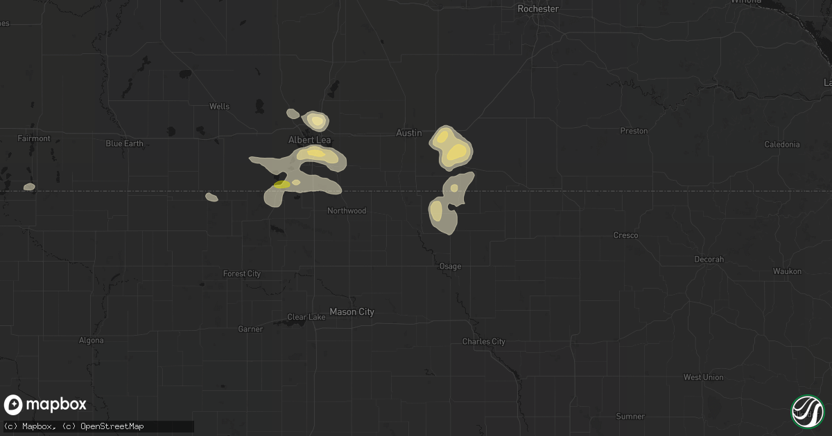 Hail map in Saint Ansgar, IA on May 26, 2026