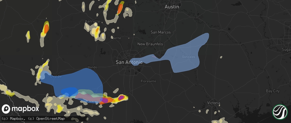 Hail map in Saint Hedwig, TX on May 26, 2026