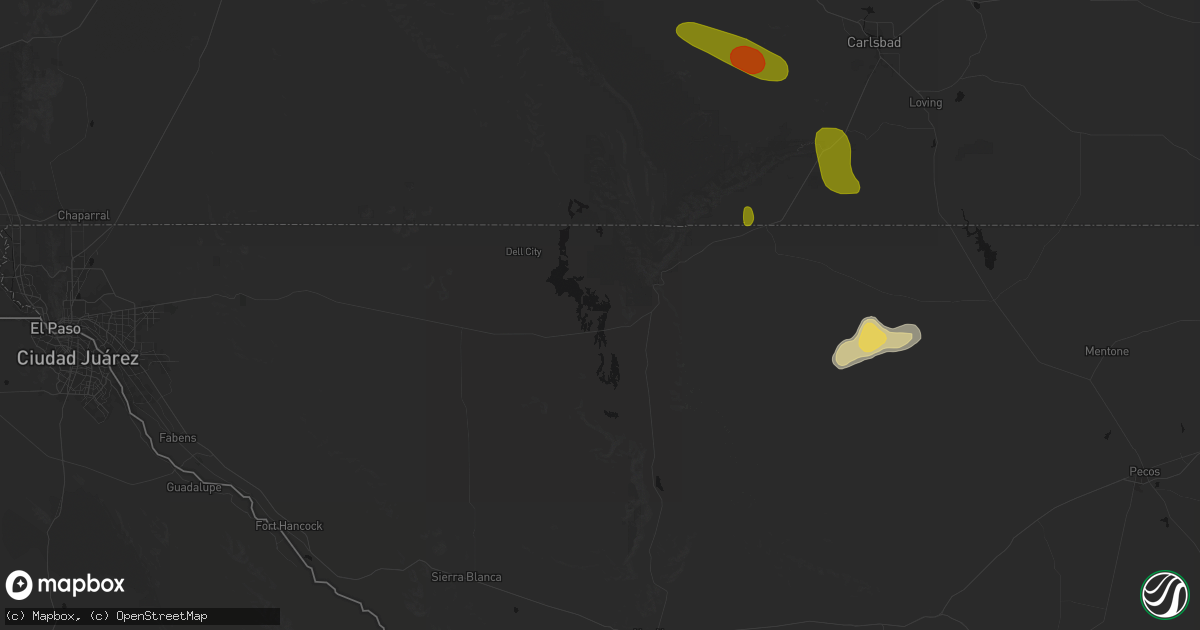 Hail map in Salt Flat, TX on May 26, 2026
