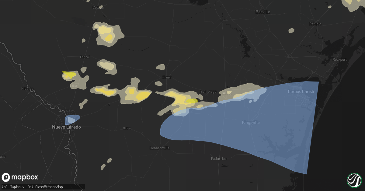 Hail map in San Diego, TX on May 26, 2026