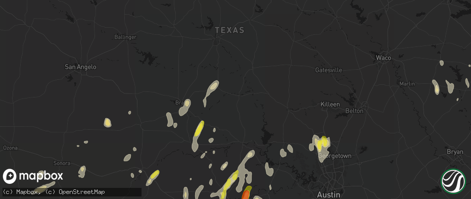 Hail map in San Saba, TX on May 26, 2026