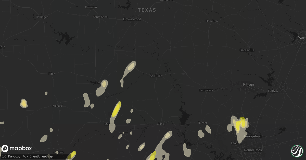 Hail map in San Saba, TX on May 26, 2026