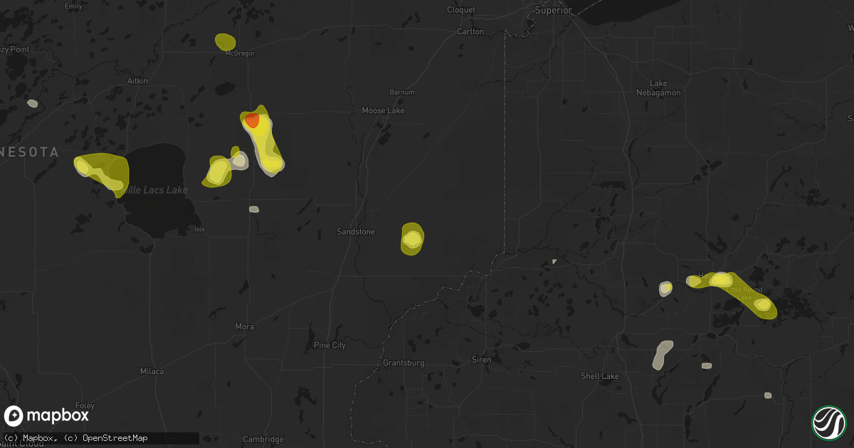 Hail map in Sandstone, MN on May 26, 2026