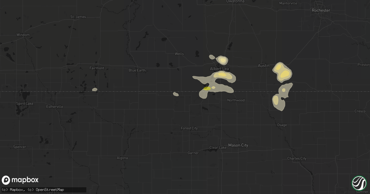 Hail map in Scarville, IA on May 26, 2026