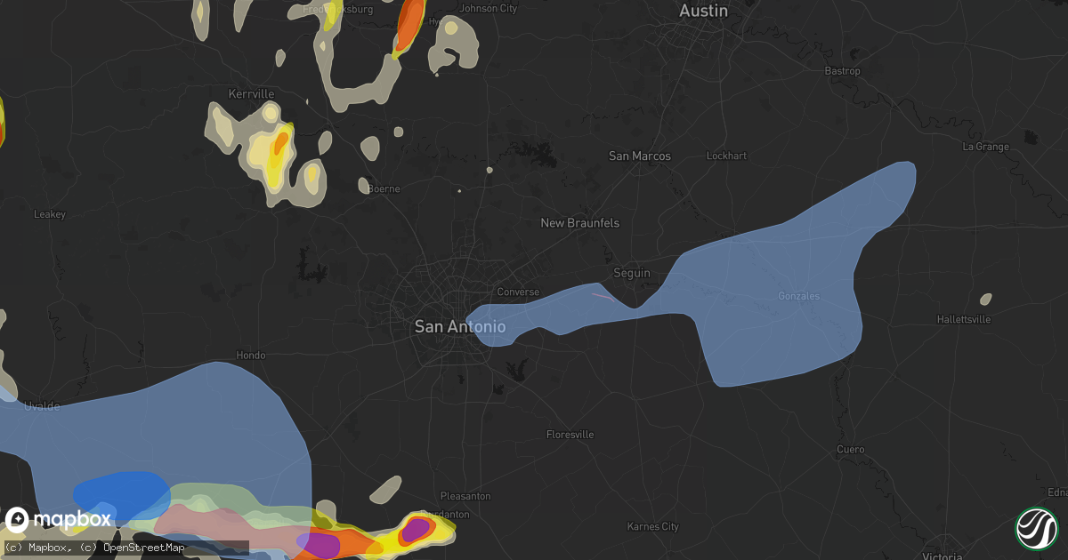 Hail map in Schertz, TX on May 26, 2026