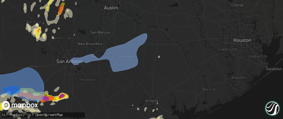 Hail map in Shiner, TX on May 26, 2026