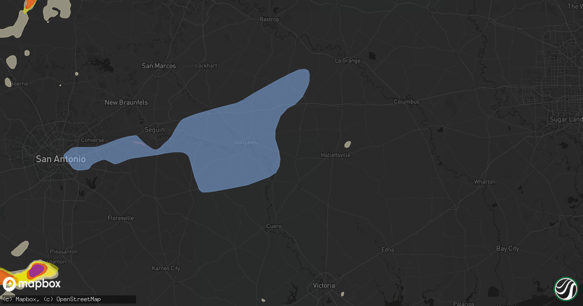Hail map in Shiner, TX on May 26, 2026
