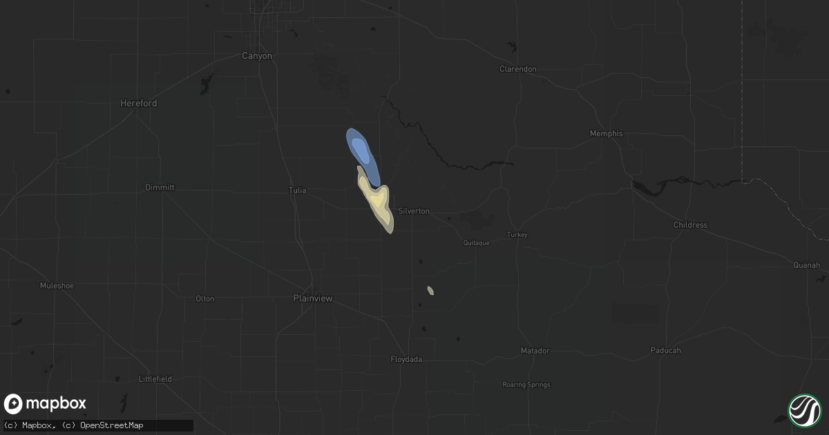 Hail map in Silverton, TX on May 26, 2026