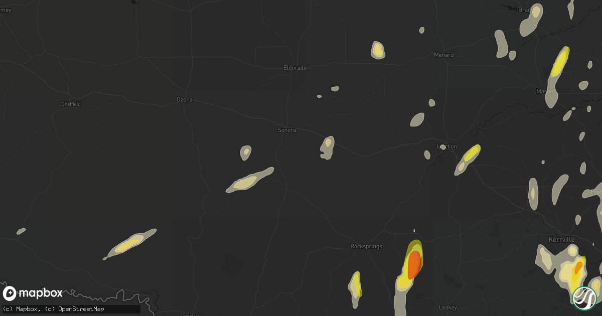 Hail map in Sonora, TX on May 26, 2026