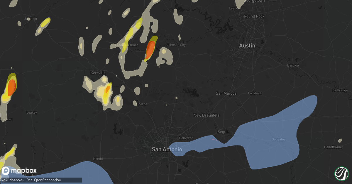 Hail map in Spring Branch, TX on May 26, 2026