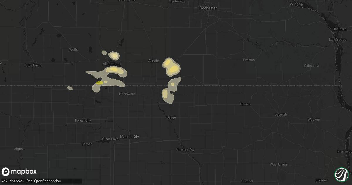 Hail map in Stacyville, IA on May 26, 2026