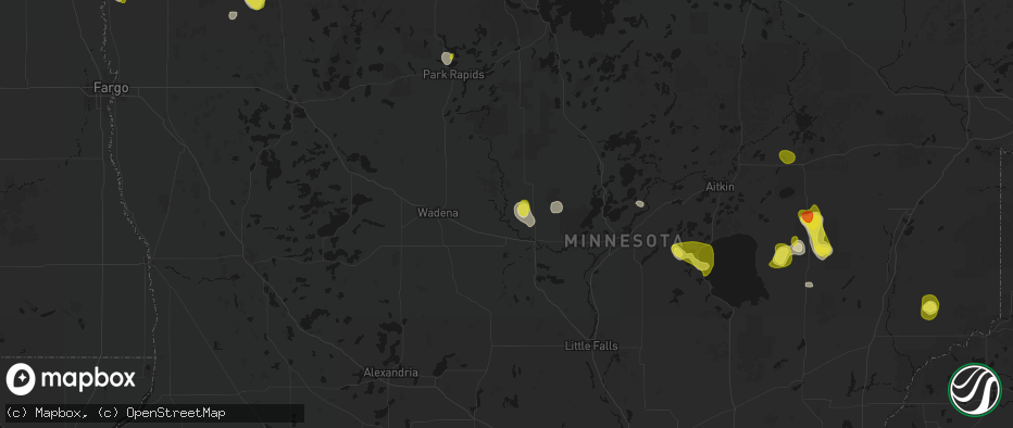 Hail map in Staples, MN on May 26, 2026