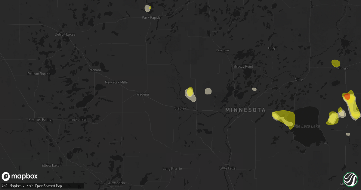 Hail map in Staples, MN on May 26, 2026