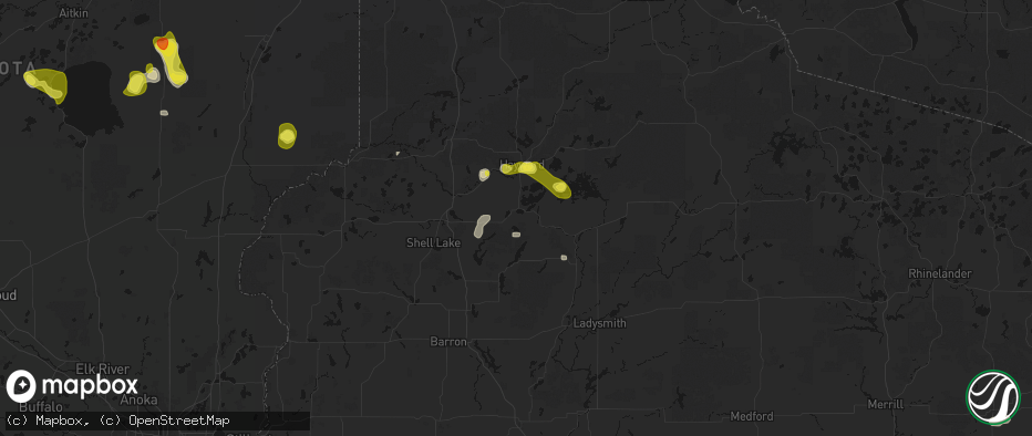 Hail map in Stone Lake, WI on May 26, 2026