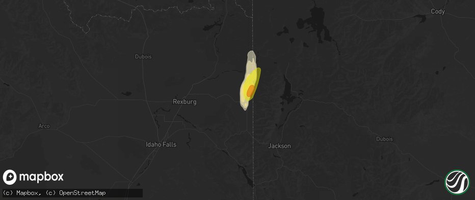 Hail map in Tetonia, ID on May 26, 2026