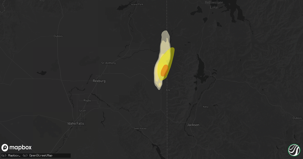Hail map in Tetonia, ID on May 26, 2026