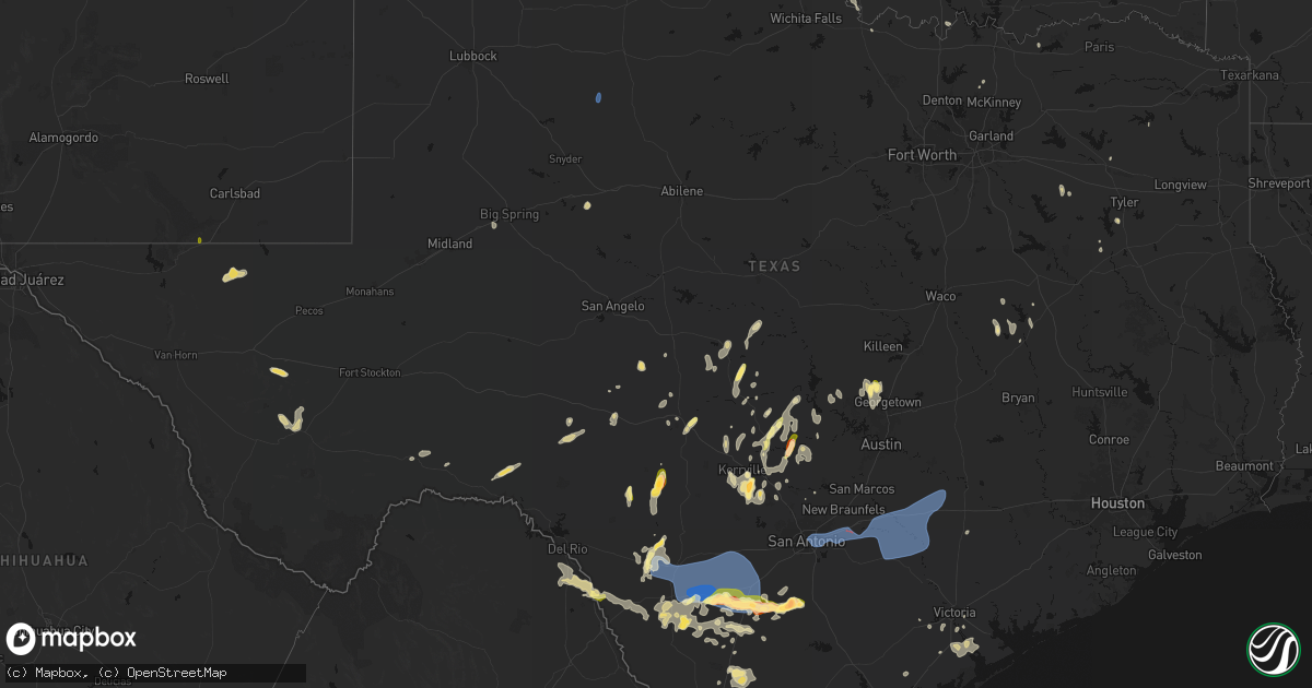 Hail map in Texas on May 26, 2026