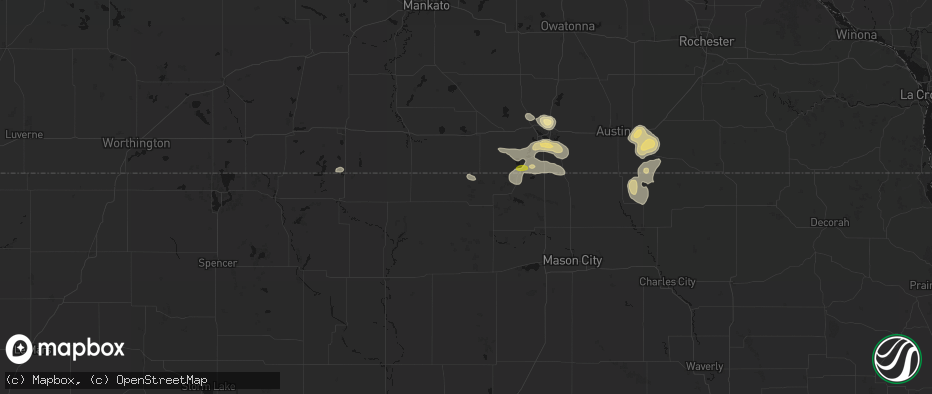 Hail map in Thompson, IA on May 26, 2026