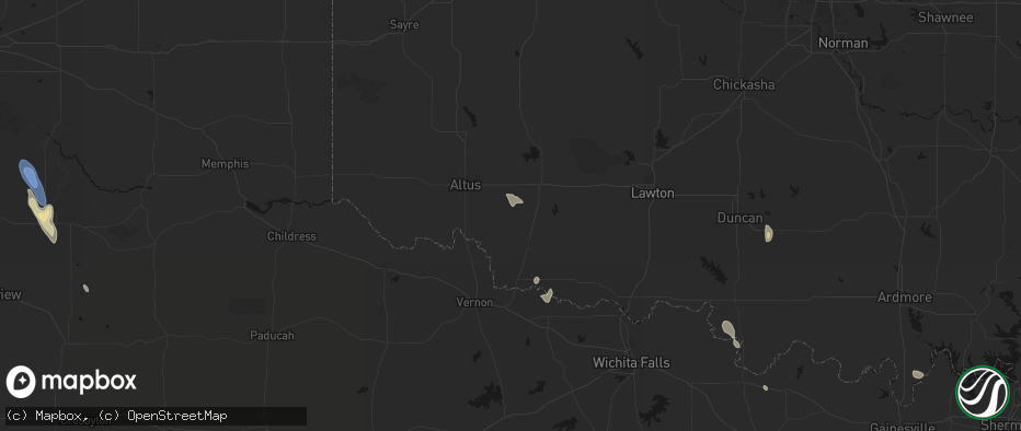 Hail map in Tipton, OK on May 26, 2026