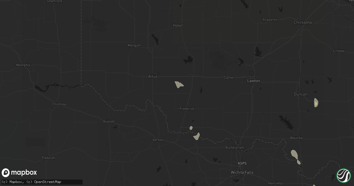 Hail map in Tipton, OK on May 26, 2026