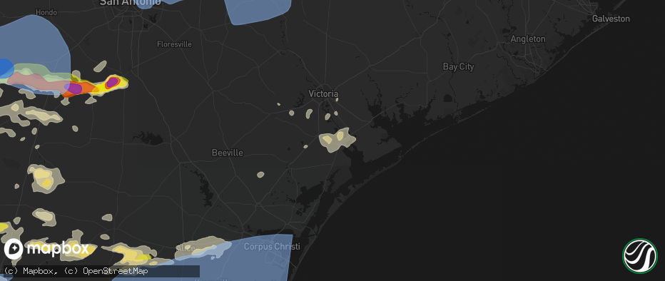 Hail map in Tivoli, TX on May 26, 2026