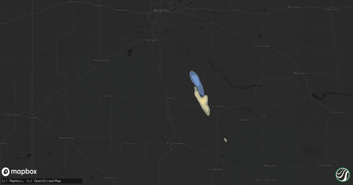 Hail map in Tulia, TX on May 26, 2026