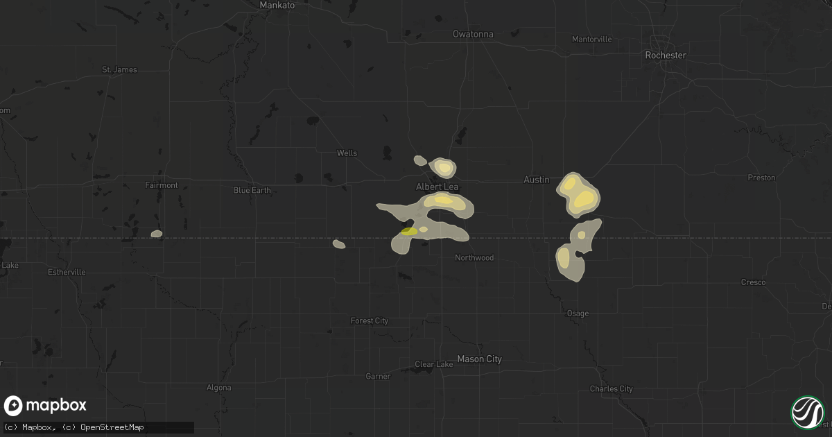 Hail map in Twin Lakes, MN on May 26, 2026