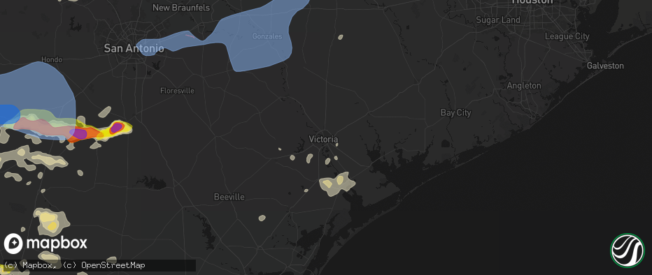 Hail map in Victoria, TX on May 26, 2026