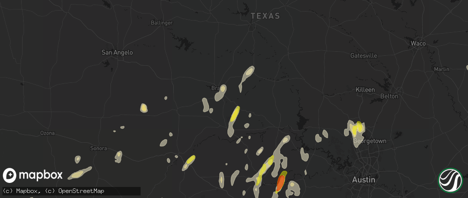 Hail map in Voca, TX on May 26, 2026