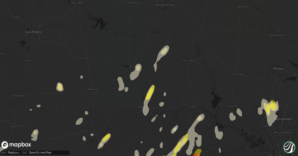 Hail map in Voca, TX on May 26, 2026