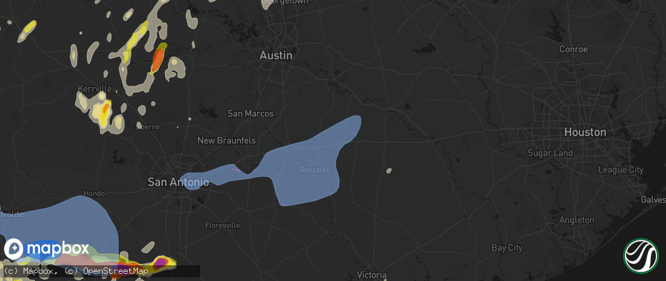 Hail map in Waelder, TX on May 26, 2026