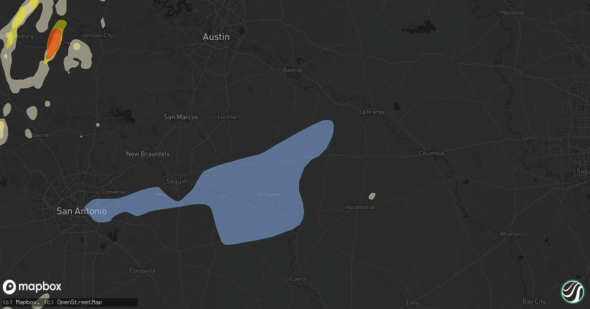 Hail map in Waelder, TX on May 26, 2026