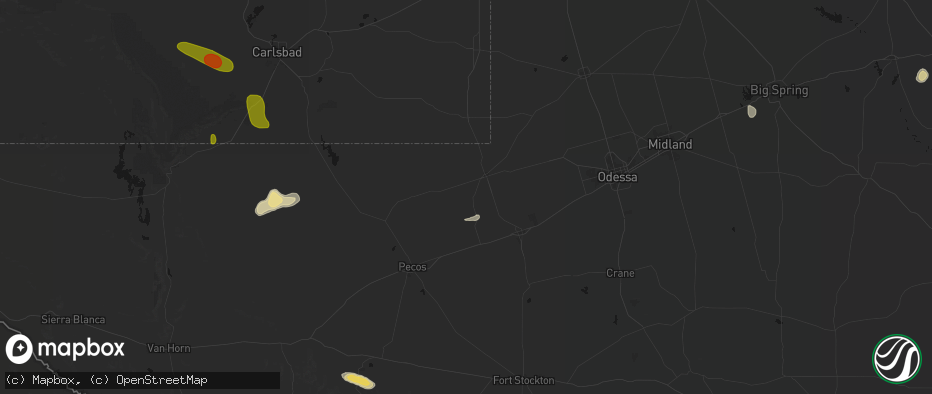 Hail map in Wink, TX on May 26, 2026
