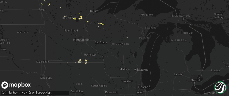 Hail map in Wisconsin on May 26, 2026