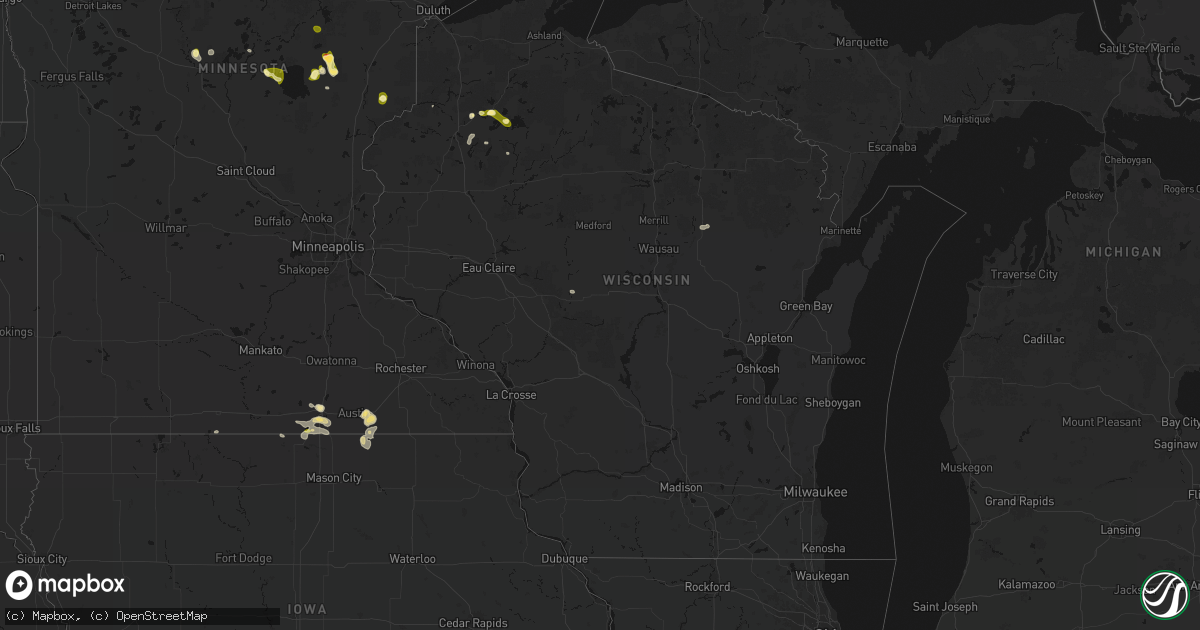 Hail map in Wisconsin on May 26, 2026