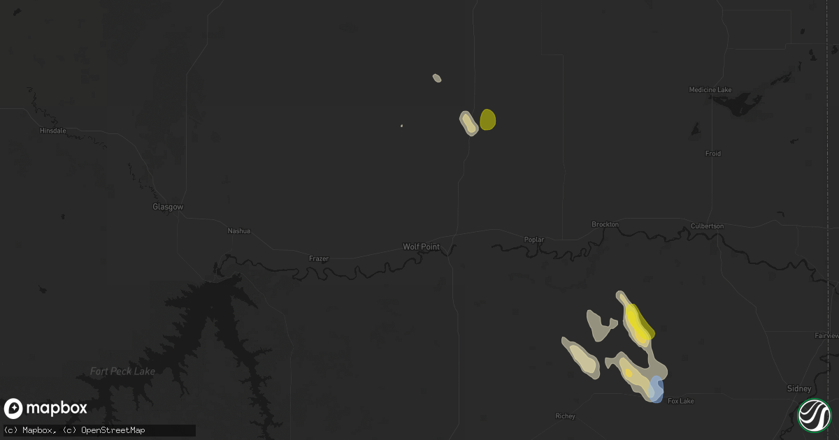 Hail map in Wolf Point, MT on May 26, 2026