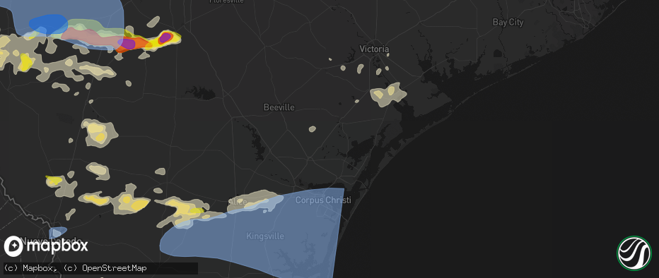 Hail map in Woodsboro, TX on May 26, 2026