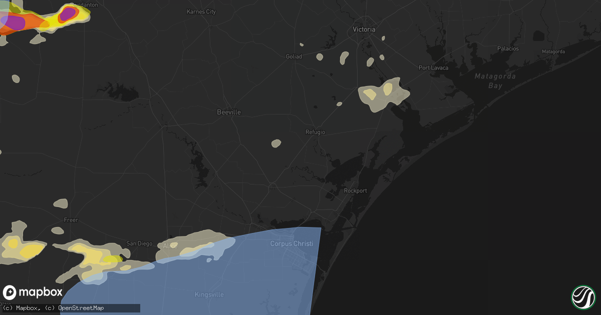 Hail map in Woodsboro, TX on May 26, 2026