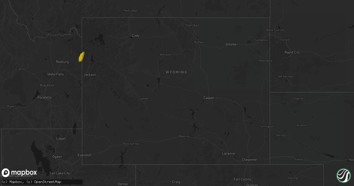 Hail map in Wyoming on May 26, 2026